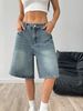 Women's Denim Shorts – Relaxed Fit Mid-Rise Washed Blue/Black Bermuda Shorts (XS-2XL) – Casual Comfort For Summer & Travel_ecoleips.com