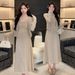 Autumn New Korean Fashion Mid-Length Vest 2-Piece Maternity Dress_ecoleips.com