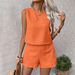 2025 Women's Solid Color Simple Fashion Casual Sleeveless Top And Shorts Set For Women_ecoleips.com