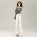 Women's White Flared Jeans That Don't Cling To The Legs, 2026 Spring New Style, Solid Color, Versatile, Simple,_ecoleips.com