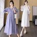 Summer New Korean Fashion V-neck Short Sleeve Maternity Dress_ecoleips.com