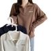 real-shot Polo Collar Sweatshirt For Women, Spring And Autumn, Thin, Loose, New Plus Size, Hong Kong Style,_ecoleips.com