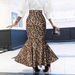 Women's Leopard Print Fishtail Midi Skirt – Stretchy Polyester Wrap Skirt With Elastic Waist For Casual & Night Out (S-XXL)_ecoleips.com