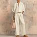 Spring/Summer Women's Casual Fashion Wide Leg Suit round Neck Zipper Detail Loose Fit European American Style Resort Look_ecoleips.com