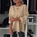 Women's Clothing New Solid Color Round Neck Mid Sleeve Knitted Casual Tops_ecoleips.com