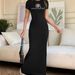 Elegant Casual Long Dress Slim Fit Round Neck Short Sleeve Women's Spring Summer Clothing_ecoleips.com