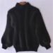Oversized Lantern Sleeve Sweater – Women’s Mock Neck Acrylic Knit In 12 Colors (Korean-Inspired)_ecoleips.com