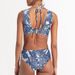 Women's Blue Dragonfly Ruffled Swimsuit With Detachable Umbrella Skirt_ecoleips.com