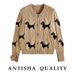 Women's Cable Knit Cardigan Sweater, Cute Dachshund Dog Pattern Crew Neck Button Down Knitwear, Soft Warm Long Sleeve Casual Outerwear For Daily Wear,_ecoleips.com