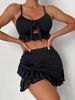 Women's Clothing Women's Style Bodycon Skirt Two Piece Swimsuit Tie Up Bikini Beachwear Quick-Dry Polyester, Modest Coverage_ecoleips.com