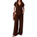 Women's Clothing Summer Fashion Women's Solid Color Suit Set Solid Color Elegant Commuting Style Cotton V Neck Sleeveless Top Vest_ecoleips.com