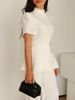 K Ladies' New Sweet And Fresh Stand-up Collar Single-breasted High-waisted Waist-cinching Coat Top_ecoleips.com