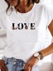 Eurean American Cross-border Foreign Trade Women's Clothing, Letter And Floral Print Round-neck Short-sleeve T-shirt_ecoleips.com