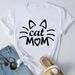 European And American Cross-border Foreign Trade Clothing Cute Cartoon Cat Round-neck Printed Women's Short-sleeve_ecoleips.com