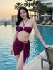 New Elegant Purple Bikini Three Piece Set For Women Flattering Slimming Swimwear For Vacations Hot Springs Beaches_ecoleips.com