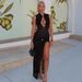 Women Sleeveless Bodycon Dress Sexy Fashion Hollow Out Lace High Slit Party Evening Cocktail Dress For Ladies_ecoleips.com