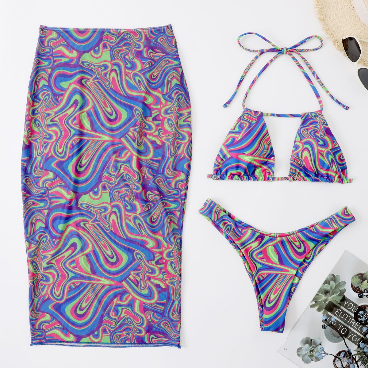 Women’s Clothing new sexy bikini Bikini long gauze skirt three piece swimsuit_ecoleips.com