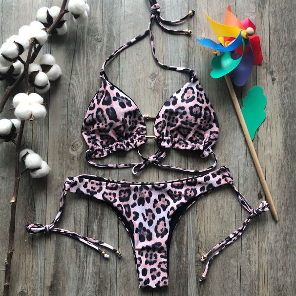 Women's Clothing Sexy Split Print Bikini Swimsuit_ecoleips.com