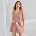 Voya Women's Clothing Hot Selling And Popular Fashion Minimalist Home Suit Set, Thin Suspender Shorts Two-piece Set_ecoleips.com