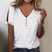 Women's Casual V-Neck T-Shirt Short Sleeve Printed Breathable Polyester Blend Geometric Pattern Comfort Fit for Everyday Wear_ecoleips.com