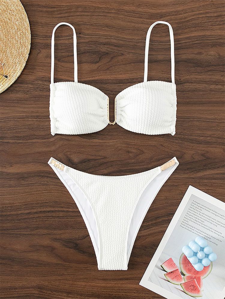 Women's Clothing Strapless Triangle Bikini Top Two Piece Swimsuit Sexy Style Beach Swimwear_ecoleips.com