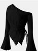 Elegant Asymmetrical Hem Flared Sleeve T-Shirt Style Inspired Women's Top_ecoleips.com