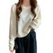 Autumn Korean Version Simple Solid Color Loose Short Long Sleeve Crew Neck Sweatshirt Female Student Top Wholesale_ecoleips.com