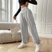 Voya Women's Foreign Trade European American Minimalist Style Gray High-waisted Wide-leg Casual For Women, New Spring Drapey Loose-fitting Ankle Pants_ecoleips.com