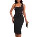 Women's Clothing Solid Color Sexy Sequined Slit Skirt Belt One Shoulder Adjustment Buckle Evening Dress Nightclub Skirt_ecoleips.com
