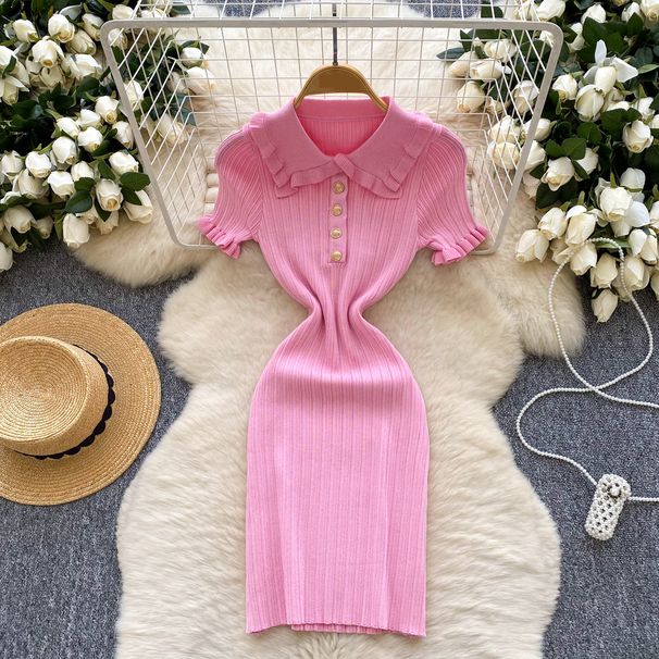 Women's Clothing Summer Slim Temperament Tight Hip Sweater Dress_ecoleips.com