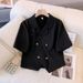 Women's Clothing Fashion Skirt Suit Summer Fat Girl Suit Collar Irregular Top Pleated Skirt Two Piece Suit_ecoleips.com
