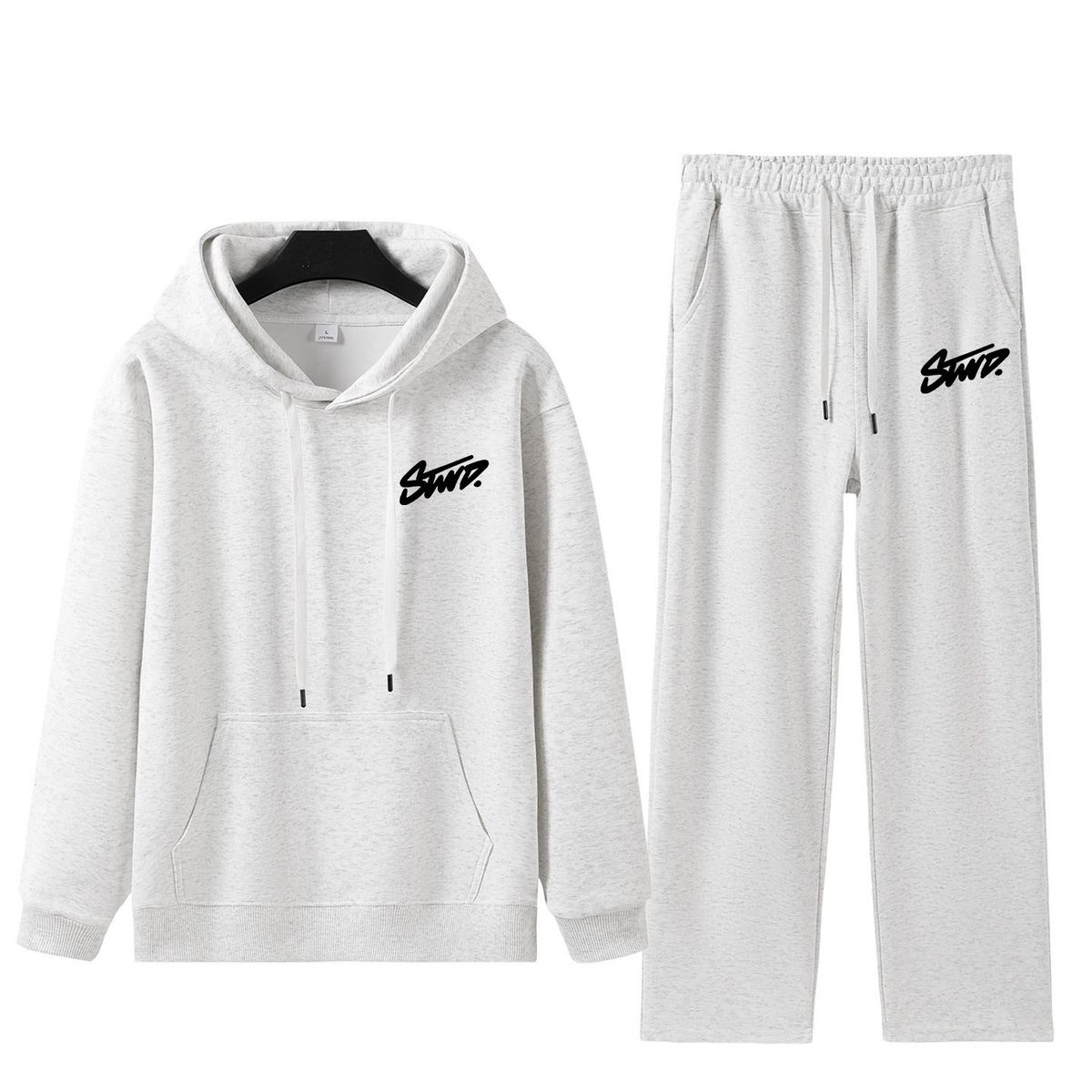 Unisex Chinese Cotton Hoodie & Straight Pants Set, Double-Layered Spring Lounge Wear, Casual Two-Piece Outfit_ecoleips.com