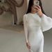 Women's Clothing Solid Color Simple Waist Sexy Hip Skirt Long Sleeve Pleated Elegant Dress_ecoleips.com