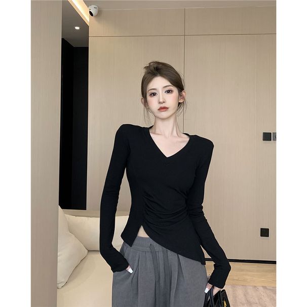 This Is A Versatile And Niche Long-Sleeved Top With An Irregular Pleated Design That Can Hide Flaws And Make You Look Sl_ecoleips.com