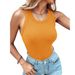 Women's Solid Color Round Neck Tank Top With Built-in Bra - Soft Stretchy Comfort Fit For Casual Wear, Workout, Layering_ecoleips.com