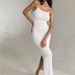 Summer New Style mid Length Fitted Knit Dress Sexy Slit European American Suspender Dress Women's Clothing_ecoleips.com