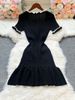 Chic Fashion Sexy Package Hips Knitted Mini Dress 2025 New Summer Women Elegant Black Ruffled Party Dress Streetwear 6U19_ecoleips.com