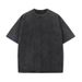 Washed Black Vintage Style Trendy Summer 220g Combed Cotton Back Collar Loose Basic Round Neck High Street T-Shirt_ecoleips.com