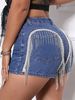 Women's Clothing Fashion Casual Chain Tassel Ripped Denim Shorts_ecoleips.com