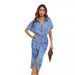 2026 Foreign Trade Women's Clothing European And American Style Cross-Border Turn-Down Collar Pleated Denim_ecoleips.com