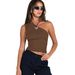 Y2K Clothing New Style Sexy Hot Girl One-shoulder Asymmetrical Tank With A Unique Design, Sleeveless Trendy Brand Inner_ecoleips.com