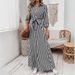 Women's Long Sleeve Striped Shirt Dress - Stylish Office Wear & Casual Spring Outfit With Button Front & Flowy Design_ecoleips.com
