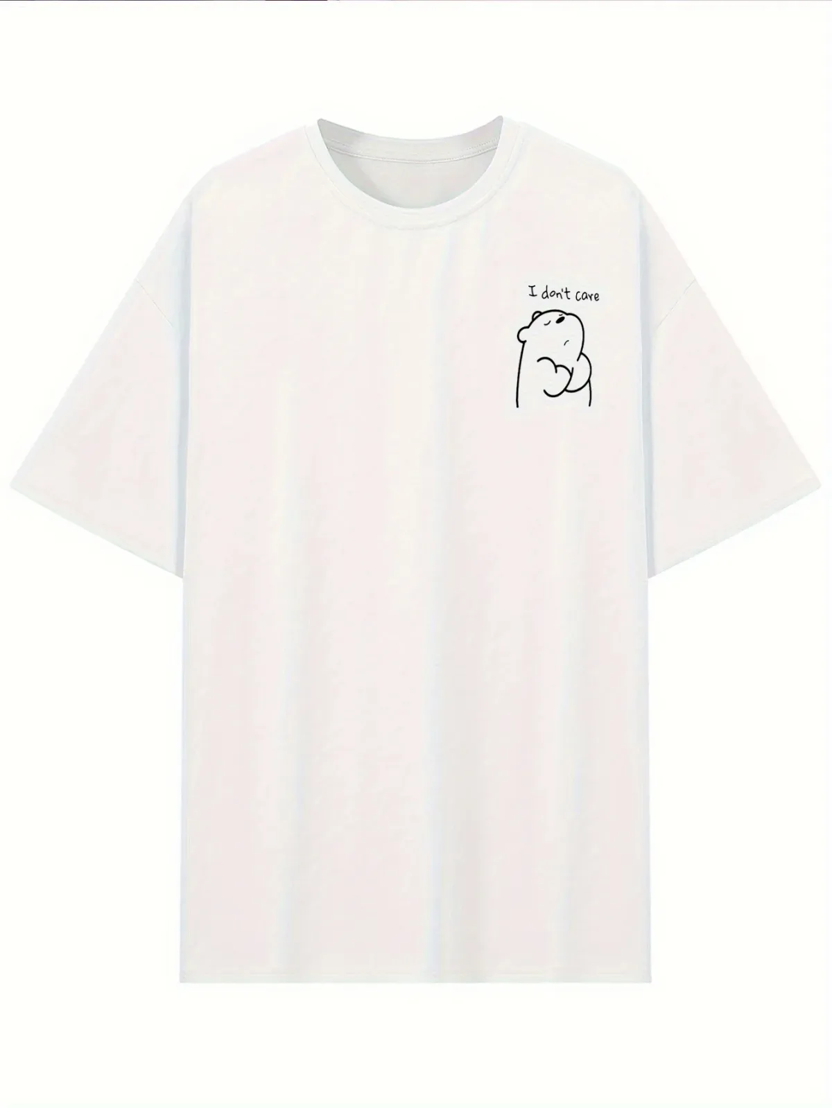 Simple Bear Print Short-sleeved T-shirt Casual And Versatile Style Suitable For Women's Daily And Outing Wear_ecoleips.com