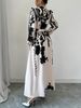 Women's New Hot Sale Fashion Slim Long Skirt Printed Waist Long Sleeve Dress_ecoleips.com