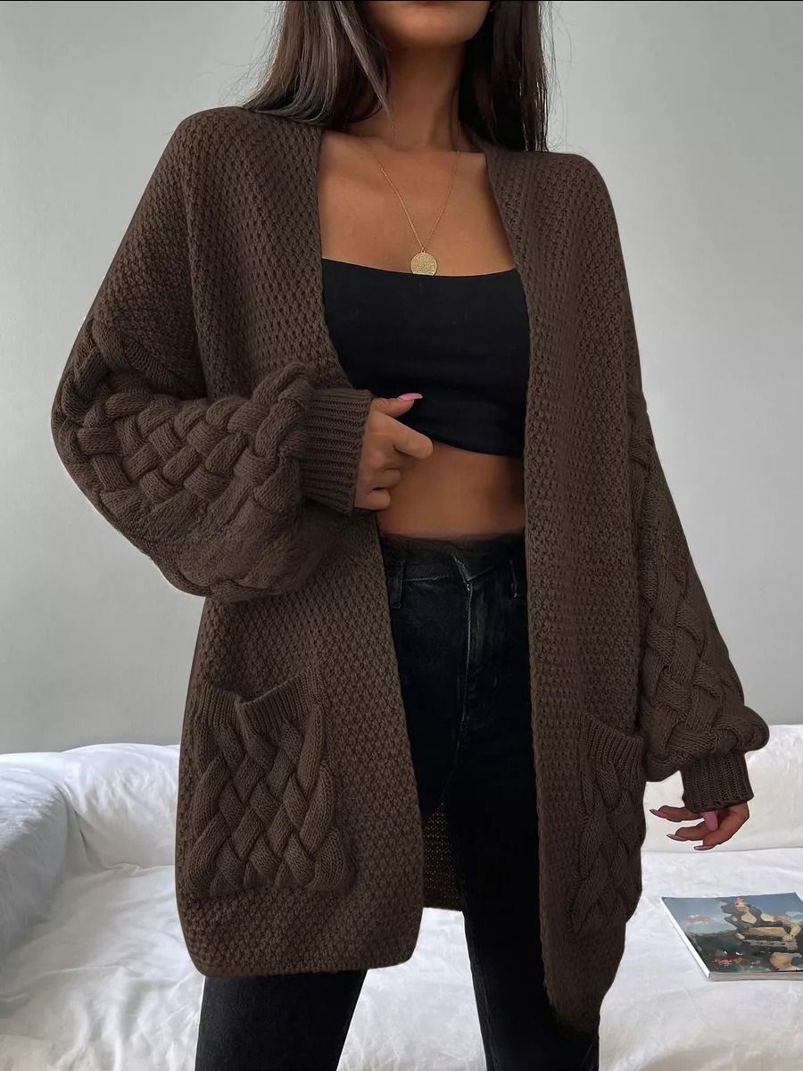 Women’s Longline Knit Cardigan – Striped & Textured Open Front Sweater (40-52) | Boho-Chic Lightweight Cover-Up_ecoleips.com