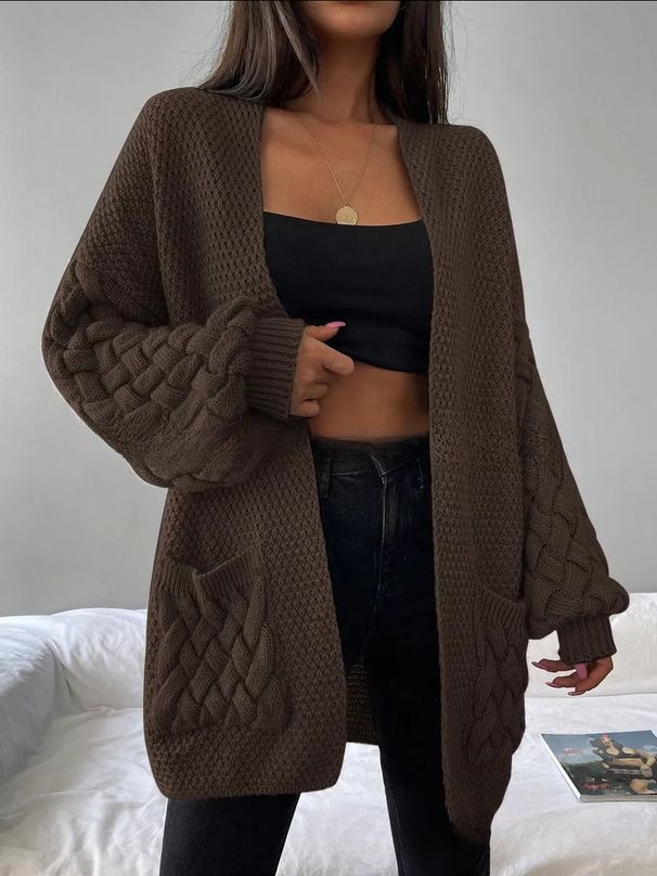 Women’s Longline Knit Cardigan – Striped & Textured Open Front Sweater (40-52) | Boho-Chic Lightweight Cover-Up_ecoleips.com