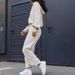 Women’s Hooded Knit Sweater & Pants Set – Solid Color Loungewear (S-XXL) – Cozy Polyester-Spandex Outfit_ecoleips.com