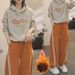 Women's Fleece-Lined Hoodie & Jogger Set - Cozy Winter Outfit With Stylish Letter Print, Casual Two-Piece Loungewear For Fall & Winter_ecoleips.com