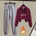 Retro Fleece Half-Zip Hoodie & Relaxed Haram Pants Set (70% Cotton, Unisex Winter Loungewear For Street Photography)_ecoleips.com