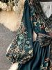 Women's Bohemian V-Neck Maxi Dress Long Sleeve Ethnic Print Belted Dress for Women_ecoleips.com